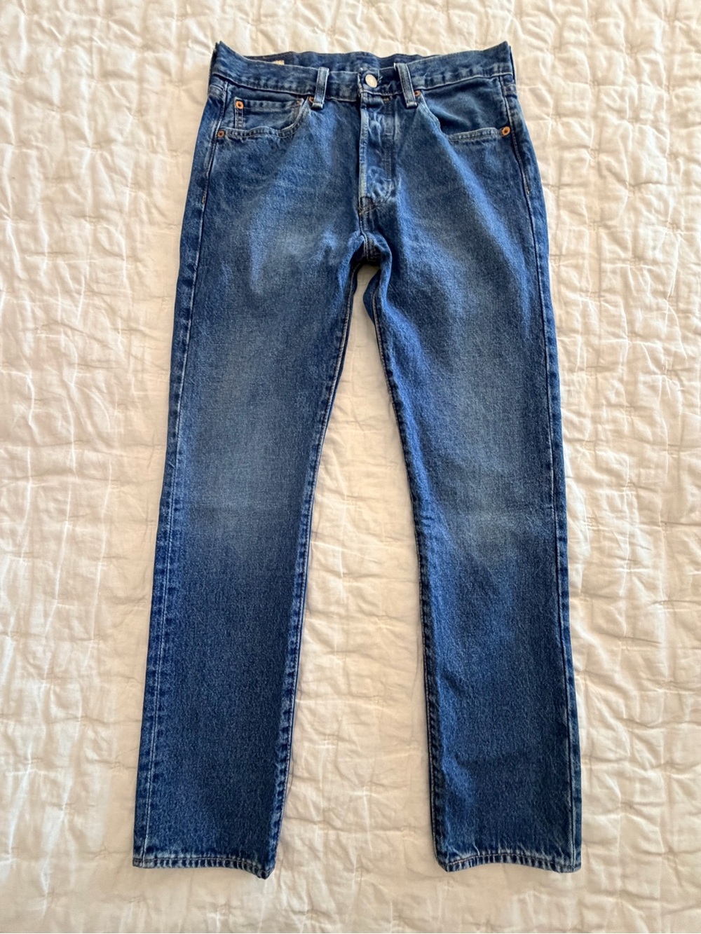 Levi’s Premium 501 ST Big E Slim Taper Jeans Men’s W32 L32 Blue Denim Button Fly
